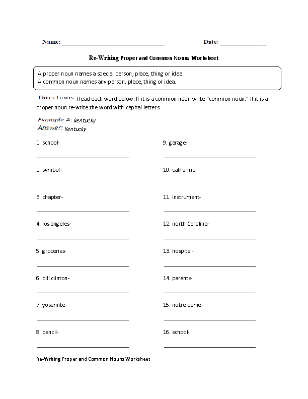 Common And Proper Nouns Worksheet For 6Th Grade Wallpaper Small Letter Worksheet