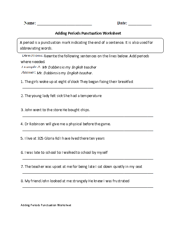 Englishlinx Punctuation Worksheets