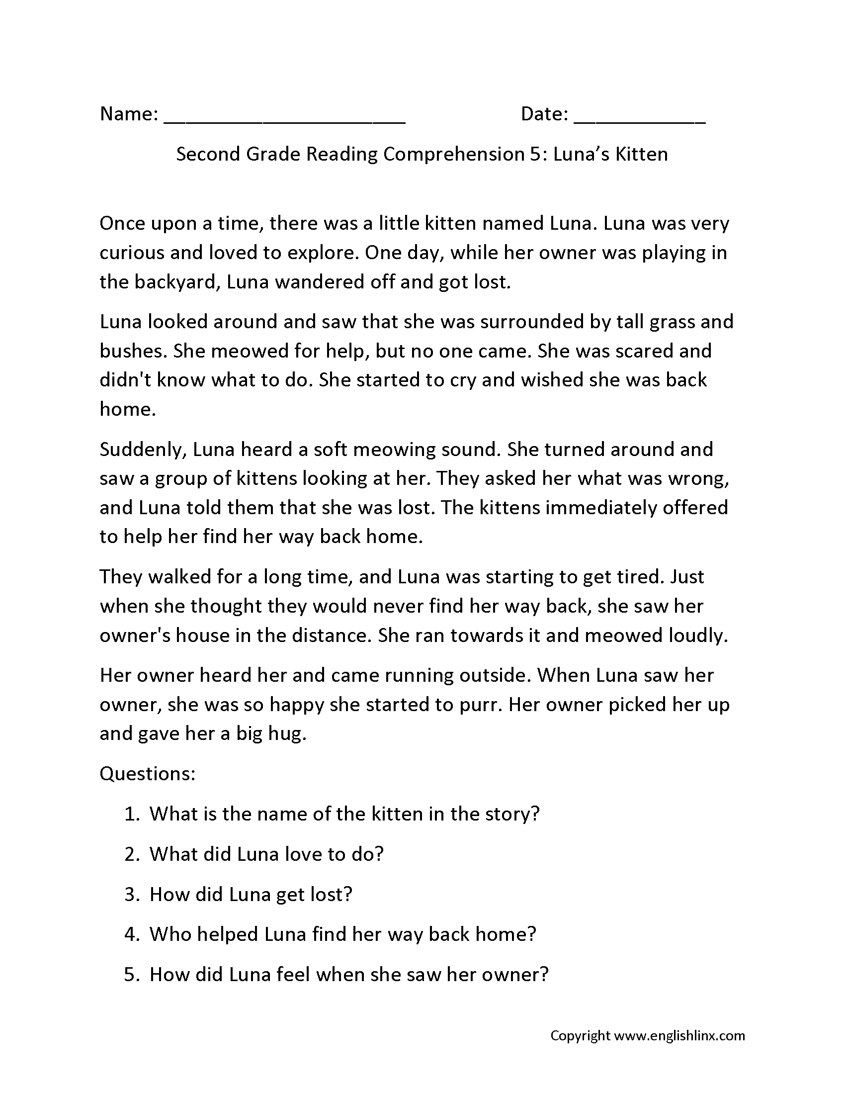 Reading Comprehension Worksheets Second Grade Reading Comprehension Worksheets Reading Comprehension Worksheets Second Grade Reading Comprehension Worksheets