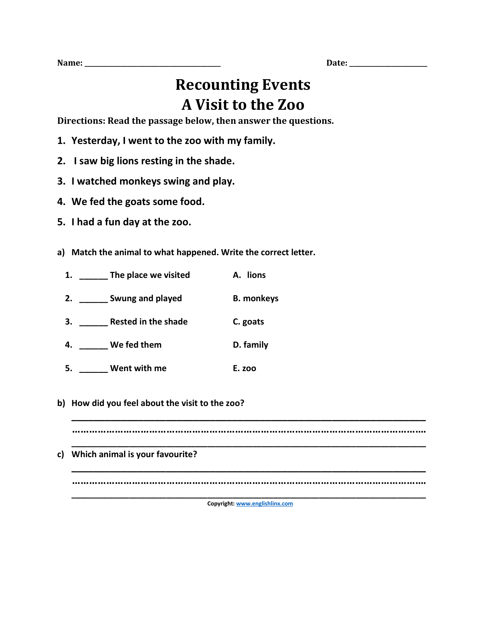 Recounting Events Kindergarten Writing Worksheets