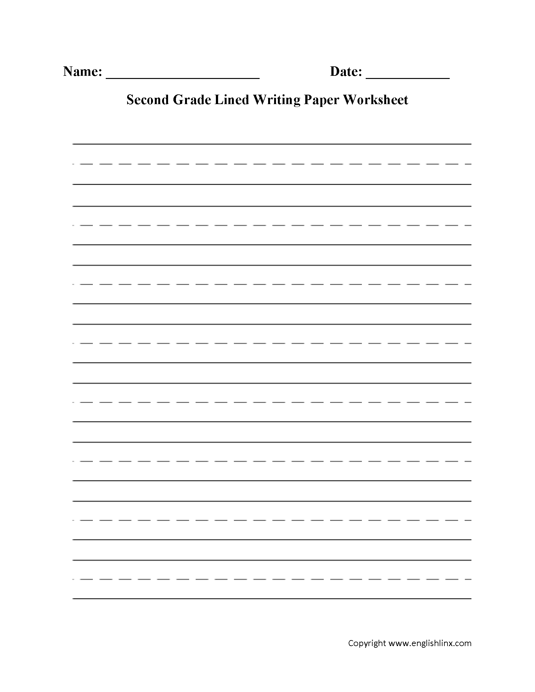 printable lined paper second grade
