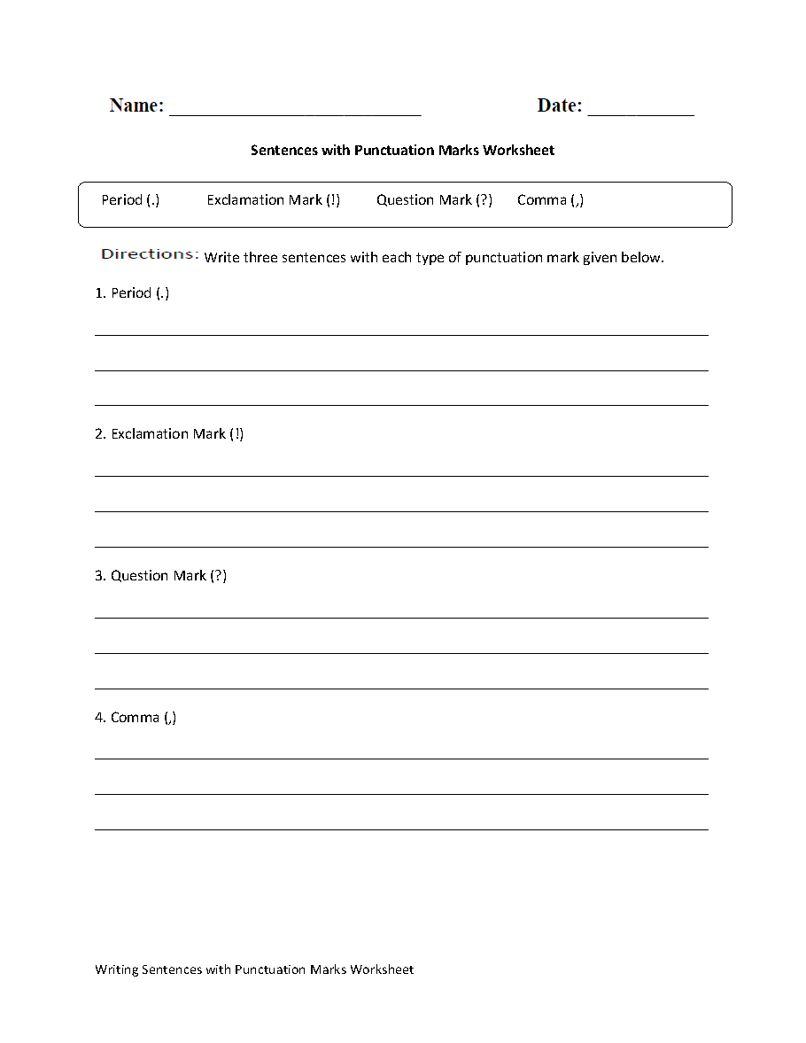 Sentences with Punctuation Marks Worksheet