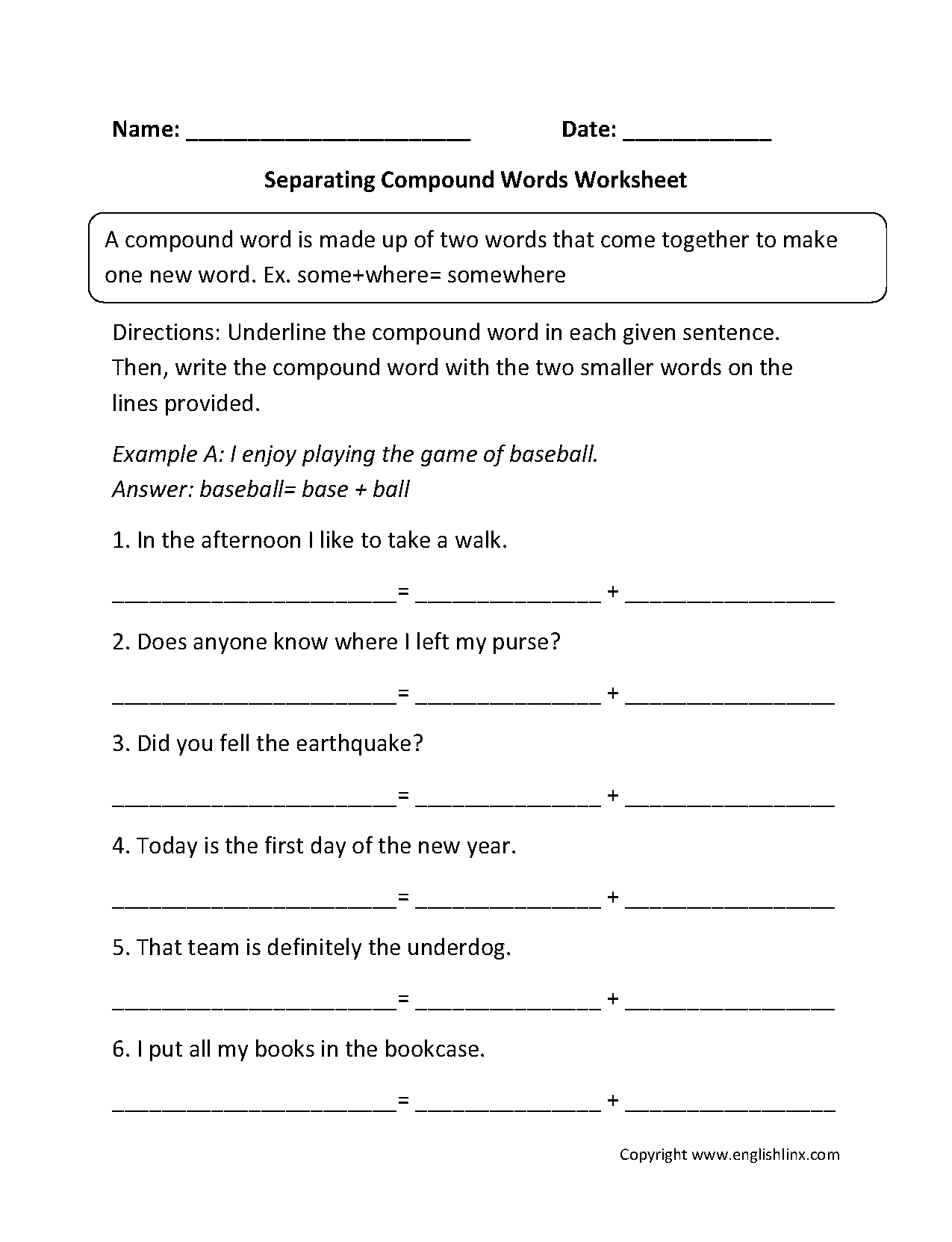 Compound Words Worksheets For Grade 2 Foto Kolekcija