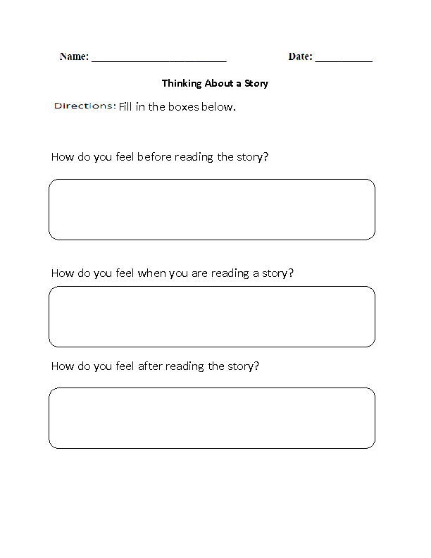 Thinking About a Story Reading Comprehension Worksheet