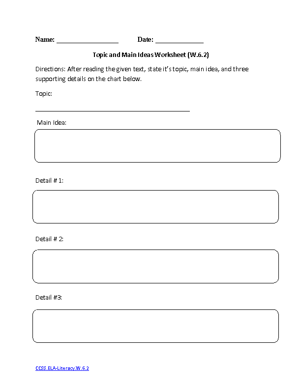 6th Grade Common Core Worksheets