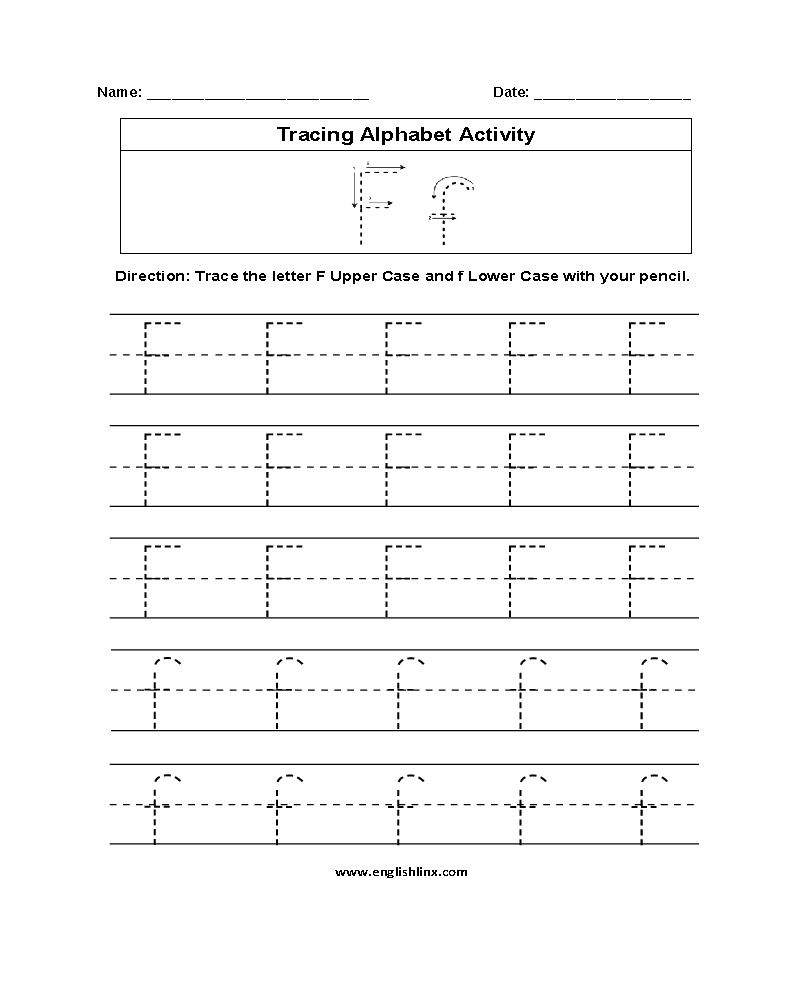 Letter F Tracing Alphabet Worksheets