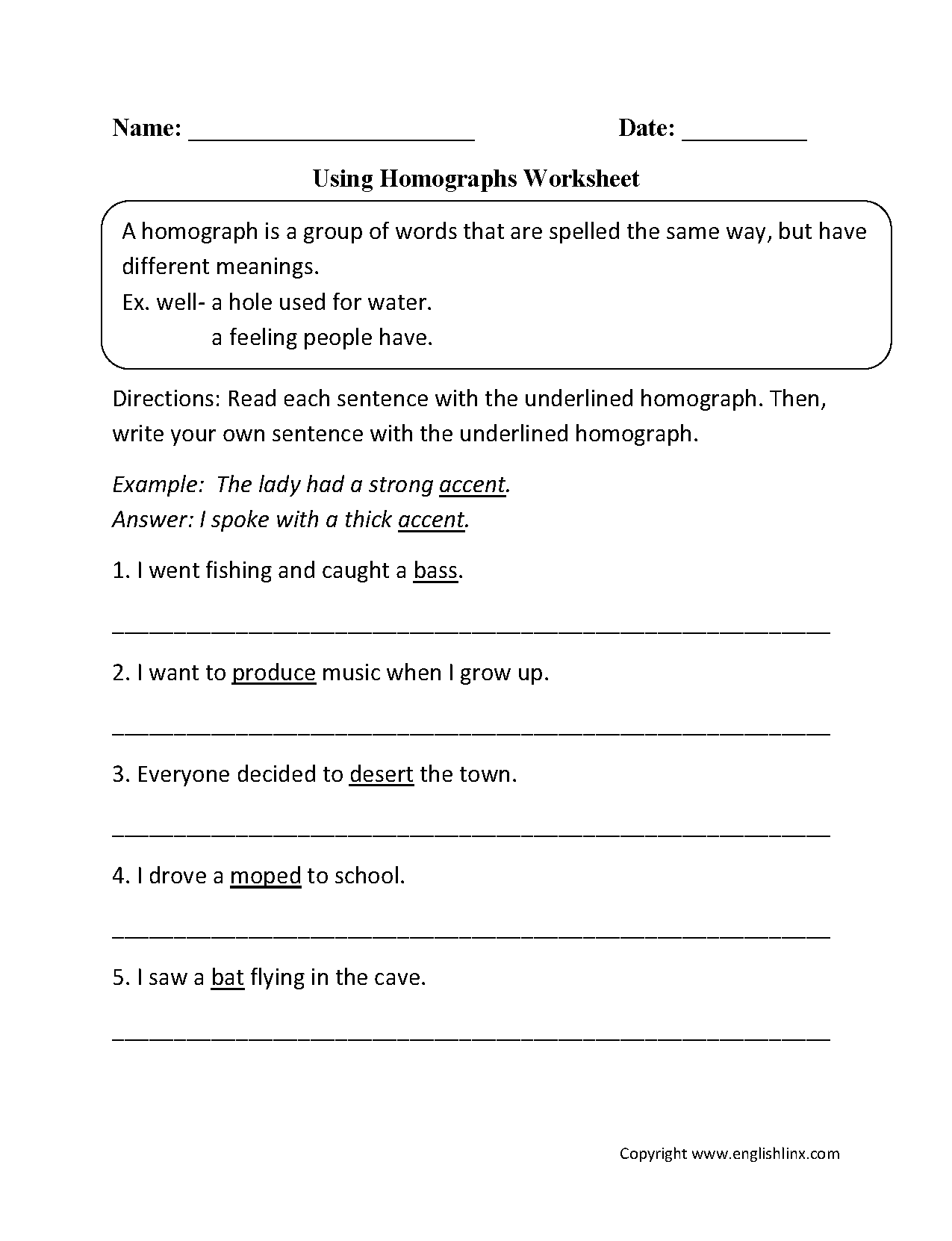 vocabulary worksheets homograph worksheets