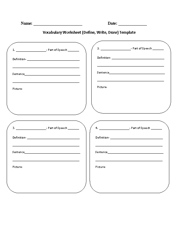 Vocabulary Worksheets Templates Part 6