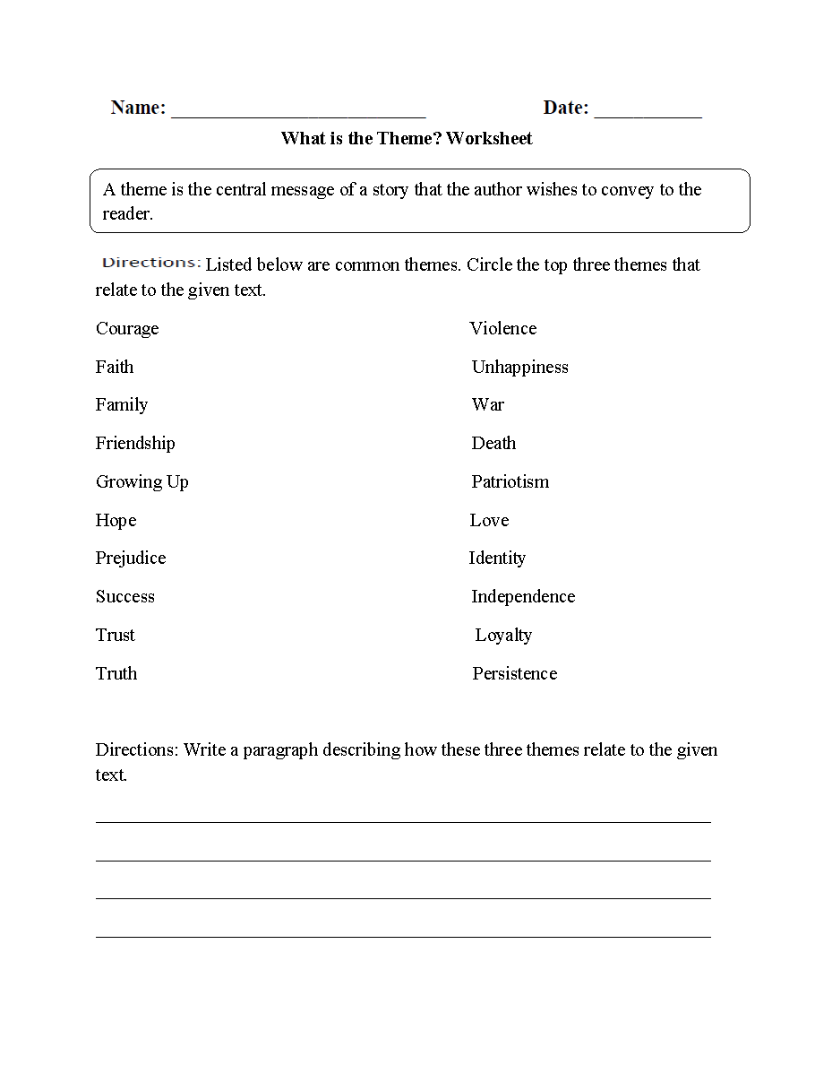 What is the Theme? Worksheet