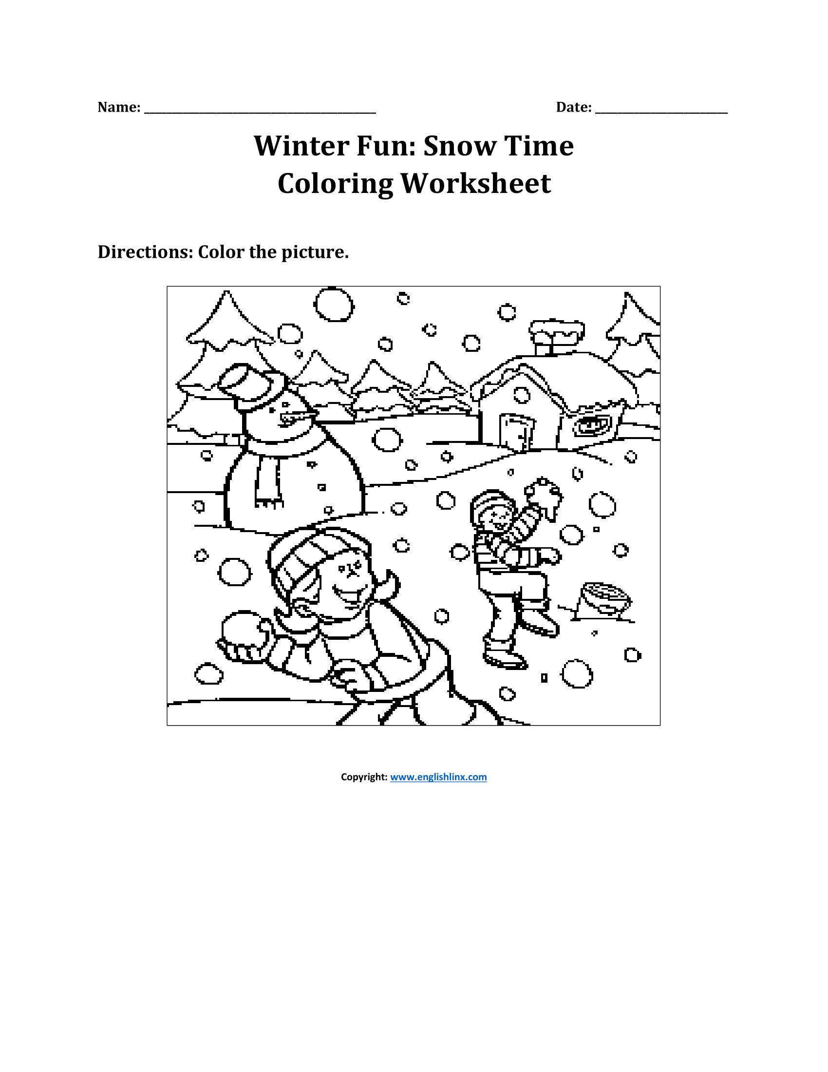 Winter Fun Phonics Worksheets for Preschool