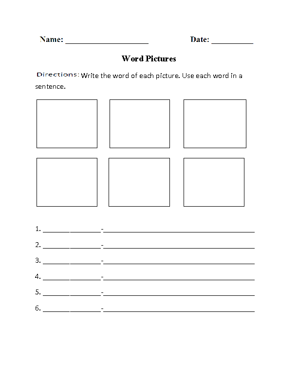 Word Pictures Graphic Organizers Worksheets