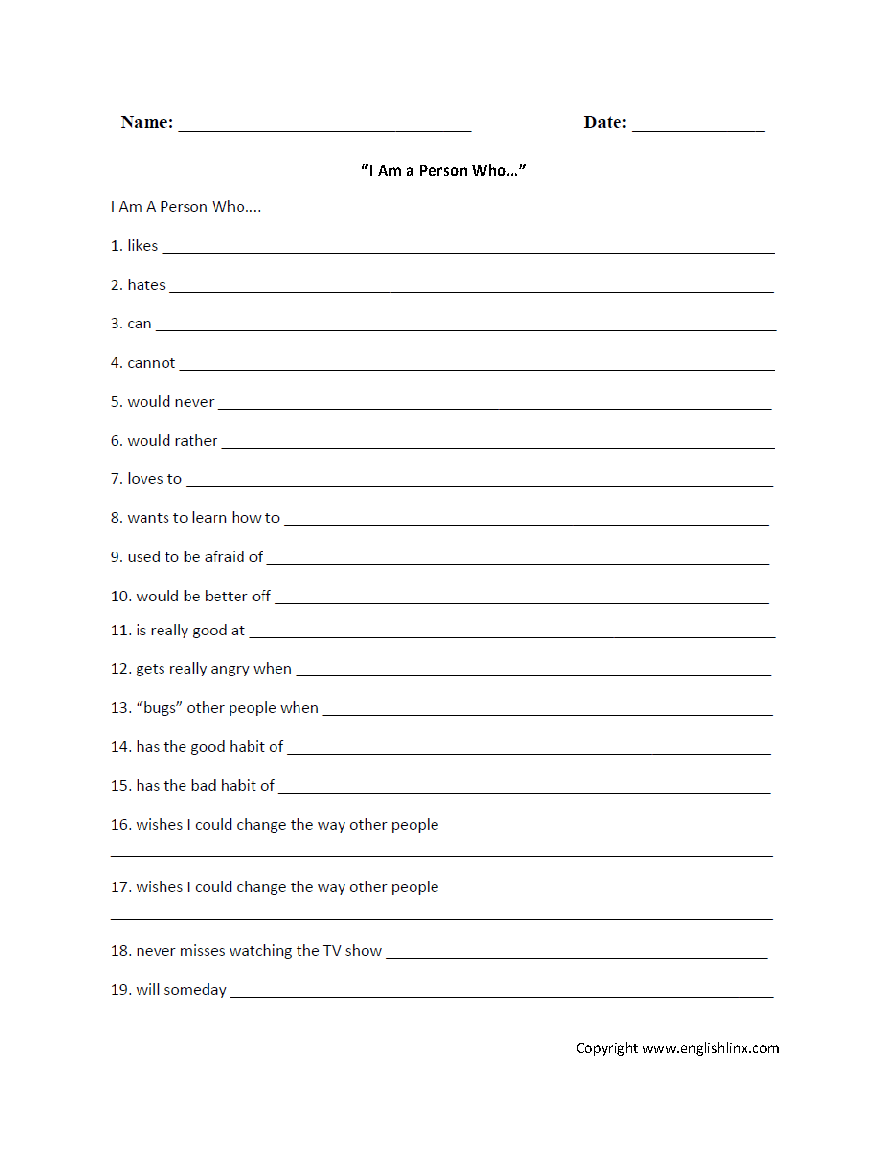 Writing I Am Poetry Worksheets