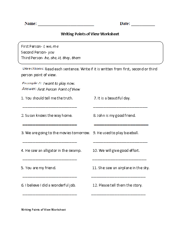 Englishlinx.com | Point of View Worksheets
