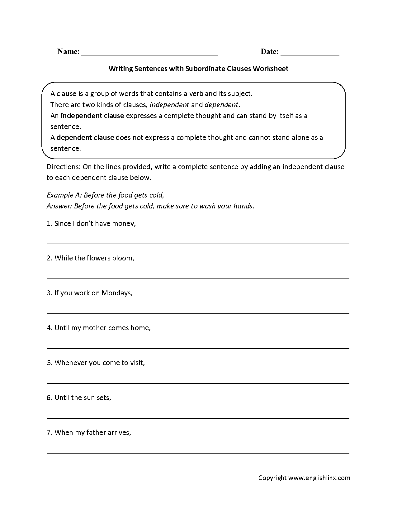 clauses-worksheets-writing-sentences-with-subordinate-clauses-worksheet