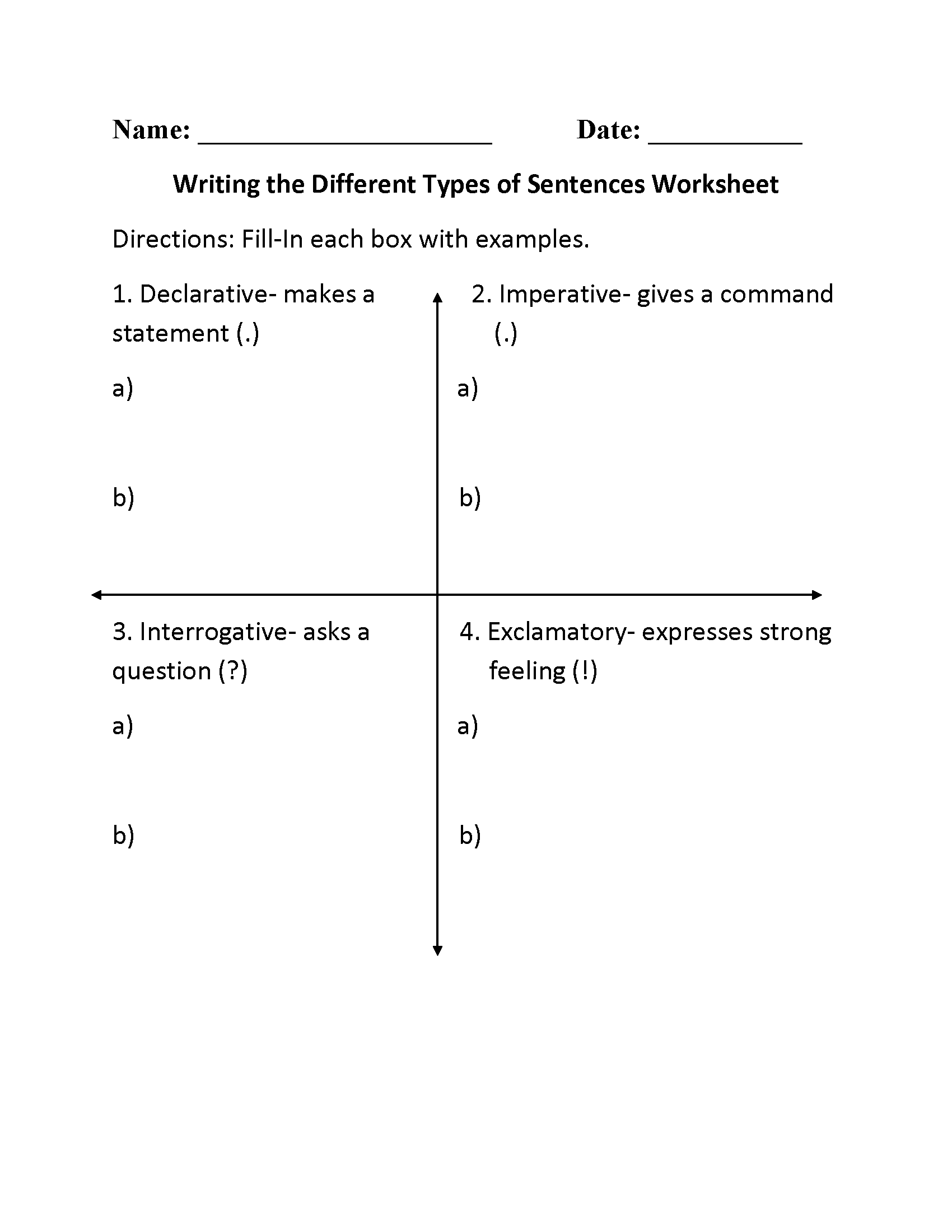 Types Of Sentences Worksheets For 5th Grade