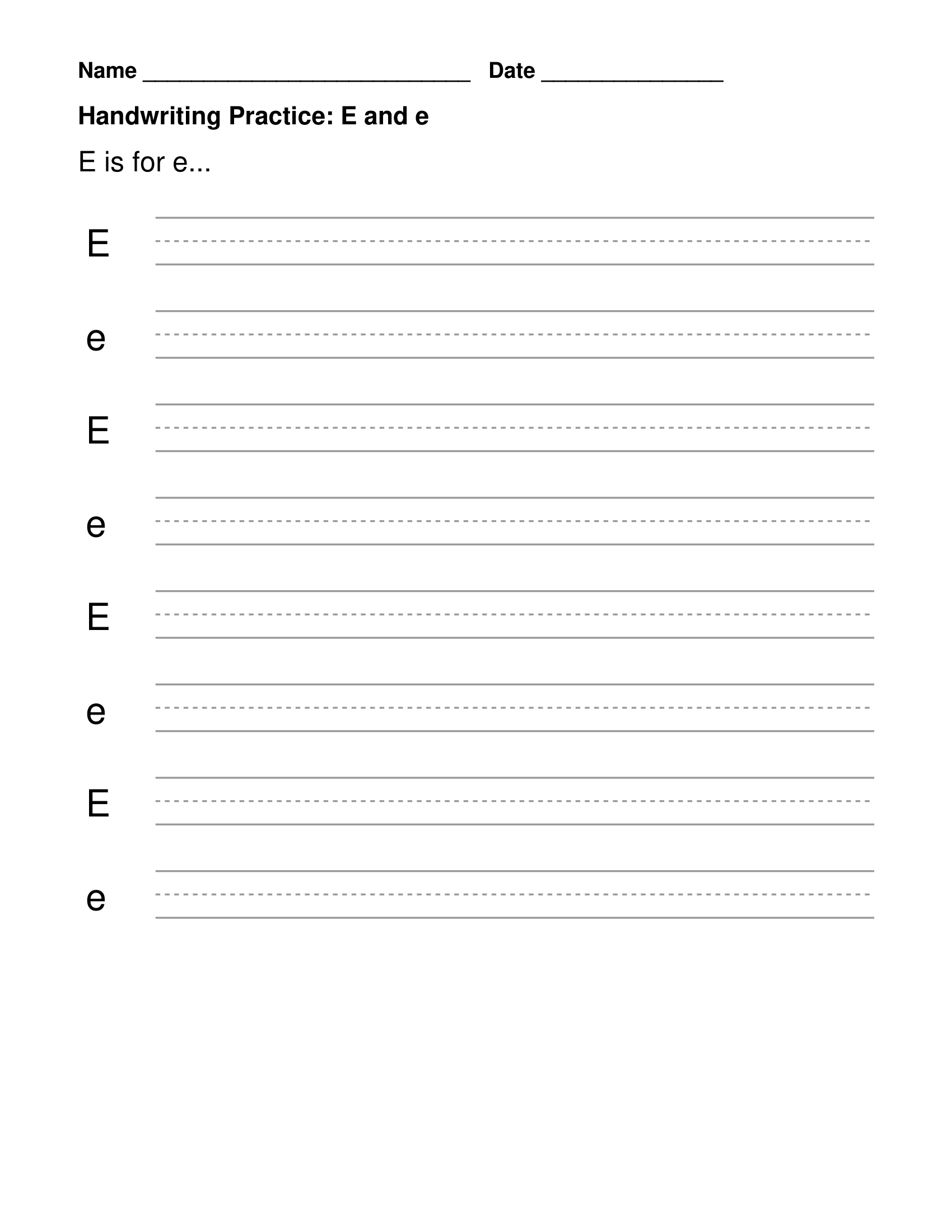 Letter E Letters of the Alphabet Worksheets