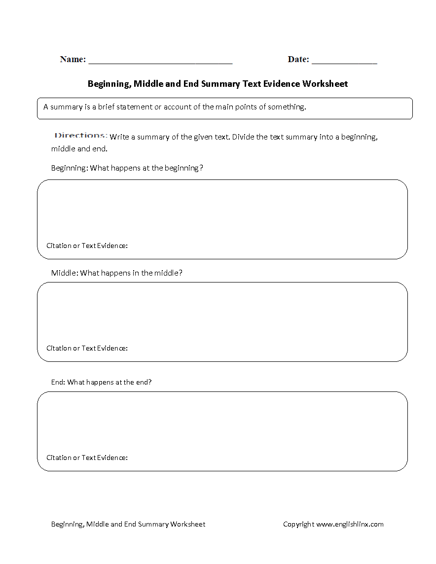 Text Evidence Worksheets Summary Text Evidence Worksheet